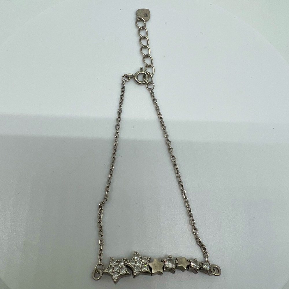 925 STERLING SILVER Multi Stars Crystal Embellished Adjustable Bracelet
